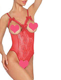 Black & Red Open Cup Crotchless One-piece Teddy