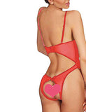 Black & Red Open Cup Crotchless One-piece Teddy