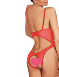 New Black & Red Open Cup Crotchless One-piece Teddy