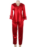 High Quality Long Sleeve Silk Pajama Egypt Set Two Piece Set in