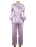 High Quality Long Sleeve Silk Pajama Egypt Set Two Piece Set in