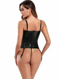 Black Lace Leather Stitching Sexy Corset