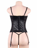 Black Lace Leather Stitching Sexy Corset