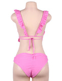 Fuchsia Bandage Lotus Leaf Sexy Summer Women's Bikini Egypt Set