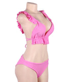 Fuchsia Bandage Lotus Leaf Sexy Summer Women's Bikini Egypt Set
