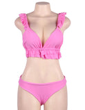 Fuchsia Bandage Lotus Leaf Sexy Summer Women's Bikini Egypt Set