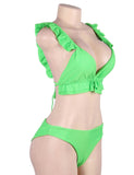 Fuchsia Bandage Lotus Leaf Sexy Summer Women's Bikini Egypt Set