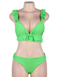Fuchsia Bandage Lotus Leaf Sexy Summer Women's Bikini Egypt Set