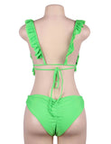 Fuchsia Bandage Lotus Leaf Sexy Summer Women's Bikini Egypt Set