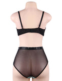 Blue Exquisite Sexy Lace Splice Bra Set With Underwire