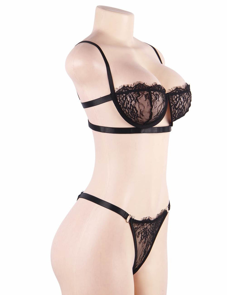 New High Quality Beautiful Lingerie Lace Bra Set With Steel ring