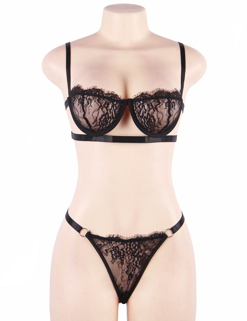 New High Quality Beautiful Lingerie Lace Bra Set With Steel ring