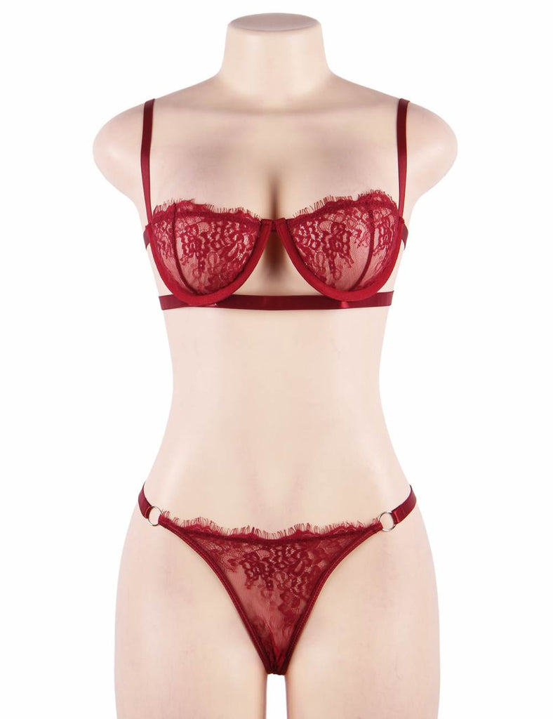 New High Quality Beautiful Lingerie Lace Bra Set With Steel ring
