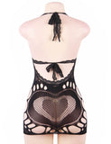 Mesh Hollow-out Backless Mini Chemise Dress With Farawlaya