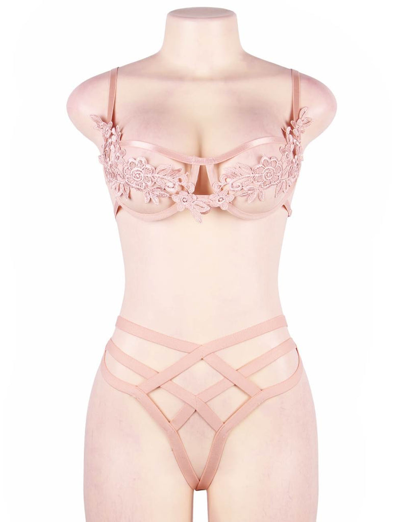 Elegant Embroidery Fashion Bra Set With Steel Ring