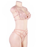 Pink Elegant Embroidery Fashion Bra Set With Underwire