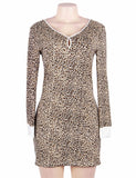 LEOPARD LONG SLEEVE NIGHTGOWN