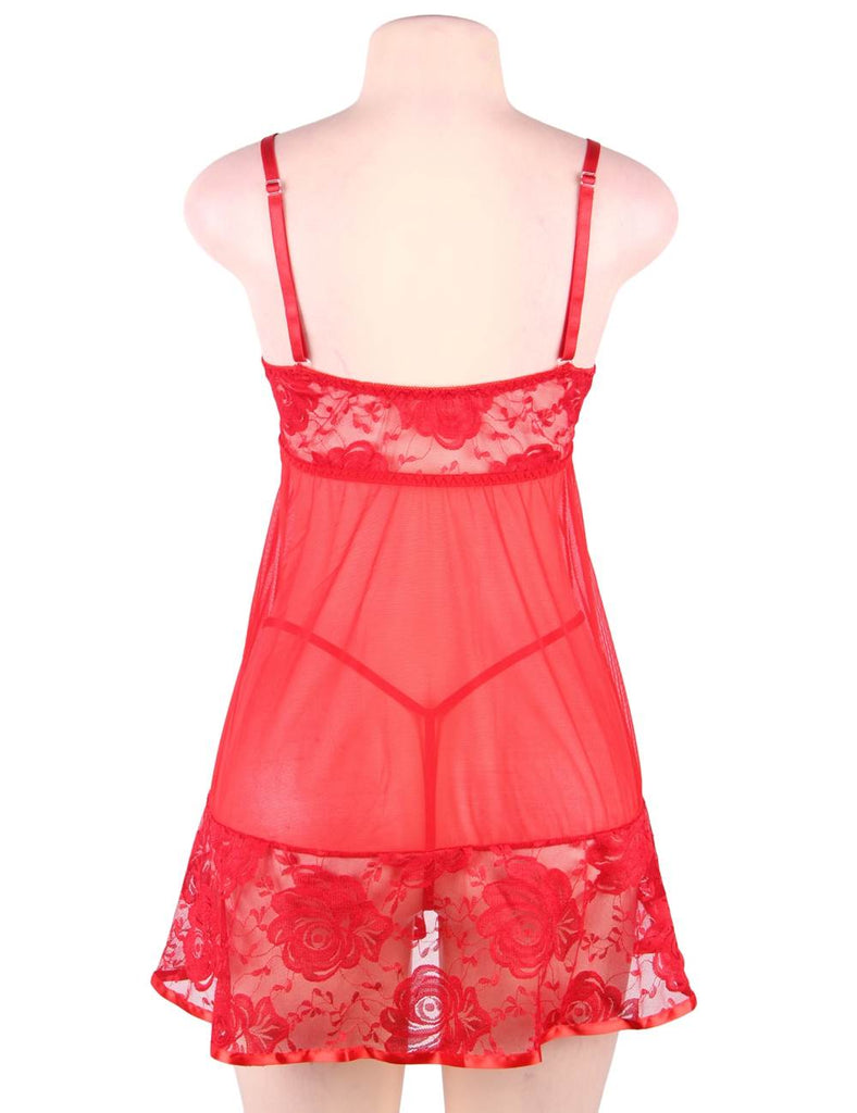 Red Christmas Soft Lace Plush Decoration Babydoll