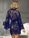 Eyelash Black Lace Sleepwear Gown