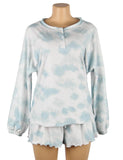 Tie-Dye Drawstring Casual Pants Long Sleeve T-Shirt Women‘s Suit