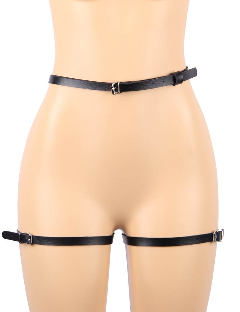 Black Leather Bondage Chain Bandage Egypt Garter