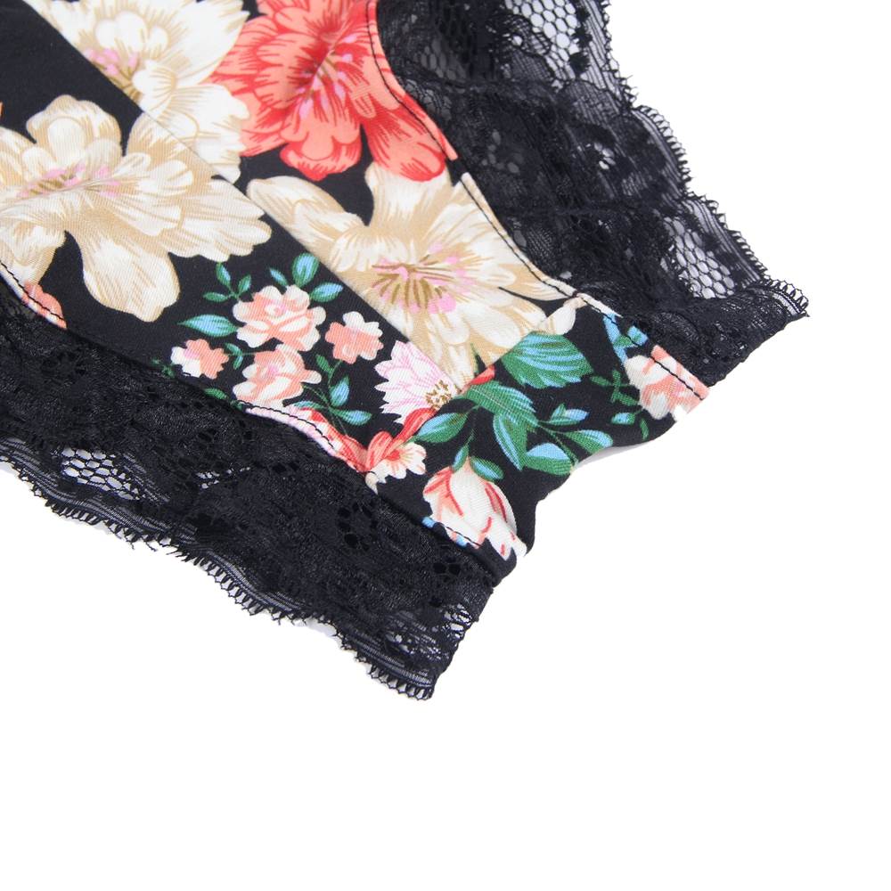 With Farawlaya Floral print V-neck Backless Pajama Romper Onesies For Women