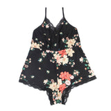 With Farawlaya Floral print V-neck Backless Pajama Romper Onesies For Women