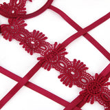 Red Delicate Flowers Lace Hollow Out Teddy With Underwire