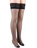 Black Thigh High Flower Lace Silicone non-slip Stocking