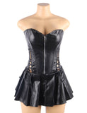 Leather corset with dress