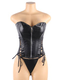 Leather corset with dress