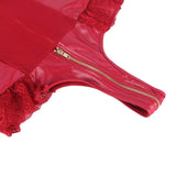 Sexy Lace Leather Stitching Zipper Teddy Clubwear
