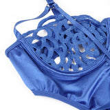 New Lace Splicing Exquisite Hollow Out Cup Teddy With Underwire