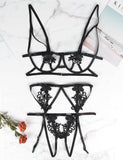 Plus Size Sexy 3pcs Red Embroidery Applique Bra Panty Set With Underwire Egypt