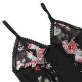 New Floral Print Lace-up Babydoll Without Underwire