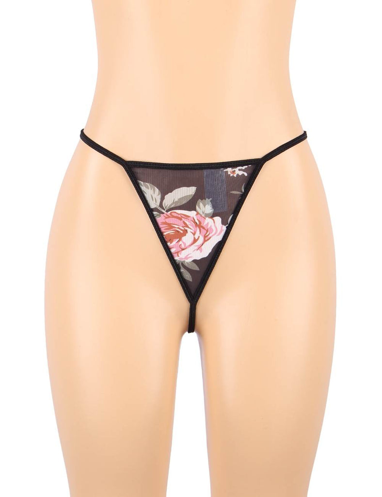 New Floral Print Lace-up Babydoll Without Underwire