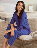 High Quality Long Sleeve Silk Pajama Egypt Set Two Piece Set in