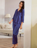 High Quality Long Sleeve Silk Pajama Egypt Set Two Piece Set in