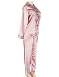 Long Sleeve Silk Pajamas Set Two Piece Set