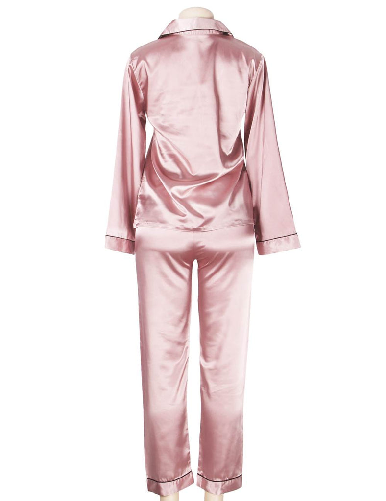 Long Sleeve Silk Pajamas Set Two Piece Set