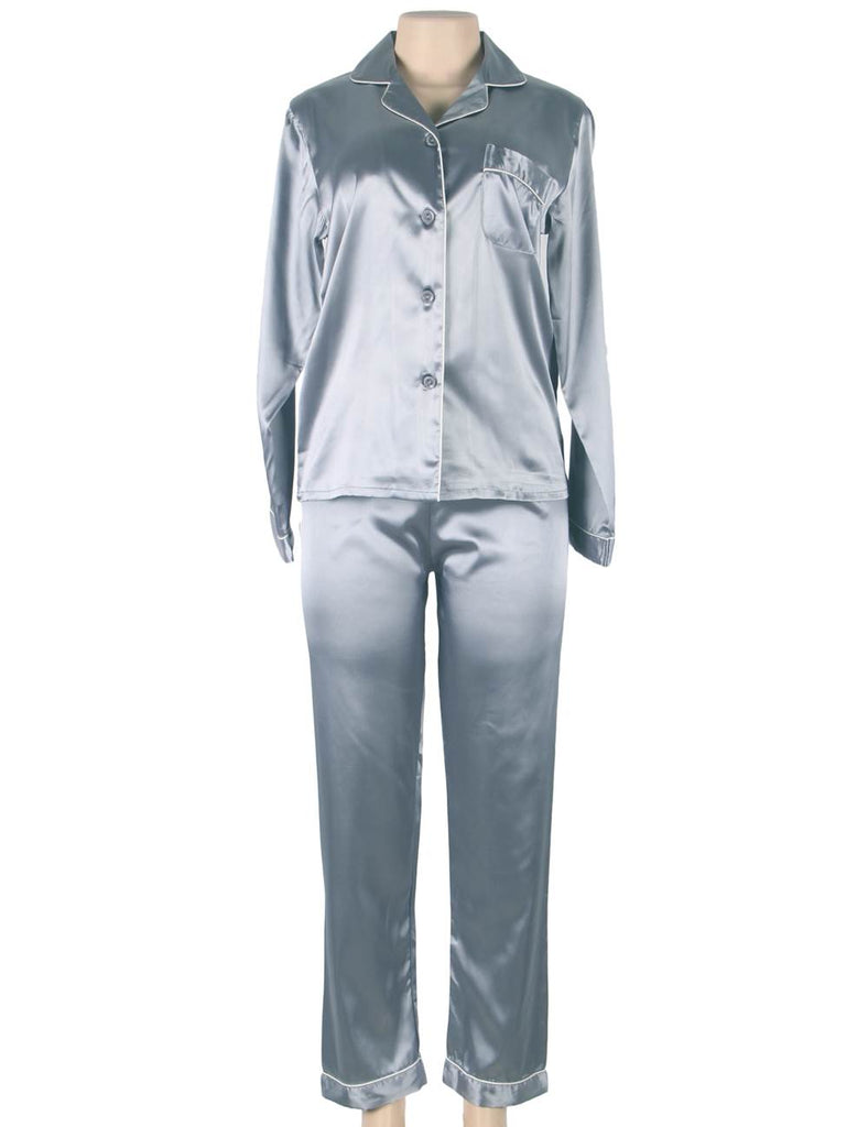 Long Sleeve Silk Pajamas Set Two Piece Set