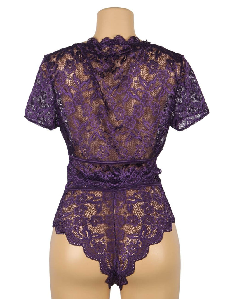 Naughty Sexy Girls High Waist Dark Red Full Lace Bra Panty Underwear