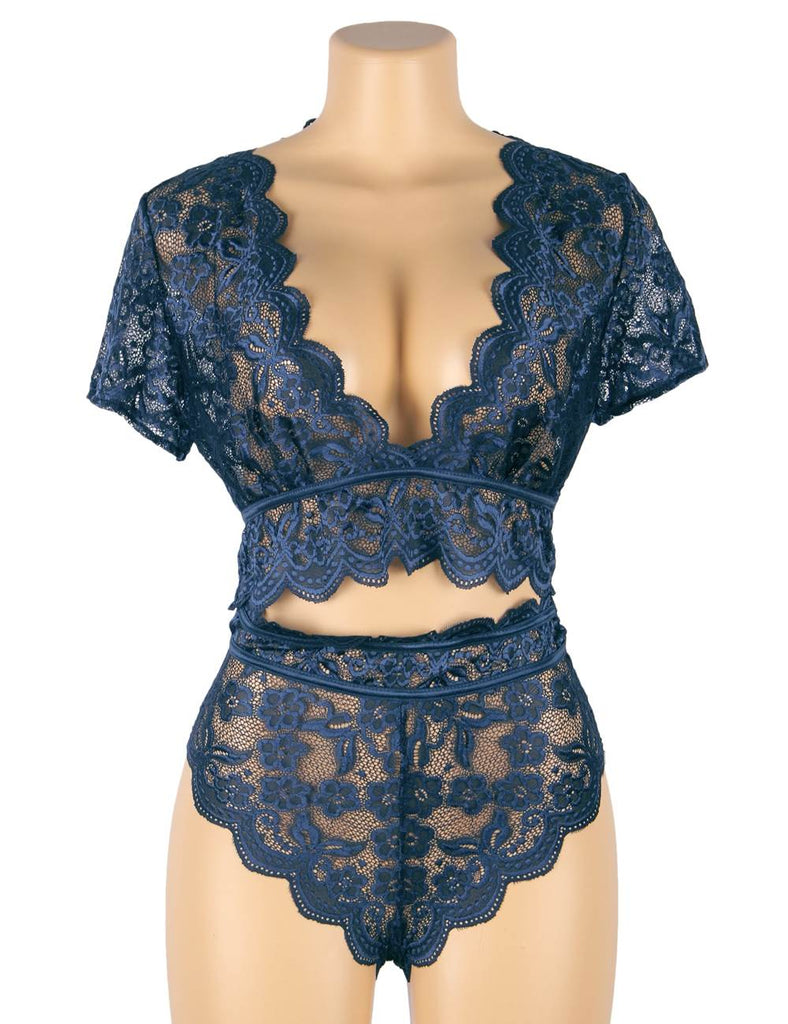 Naughty Sexy Girls High Waist Black Full Lace Bra Panty Underwear
