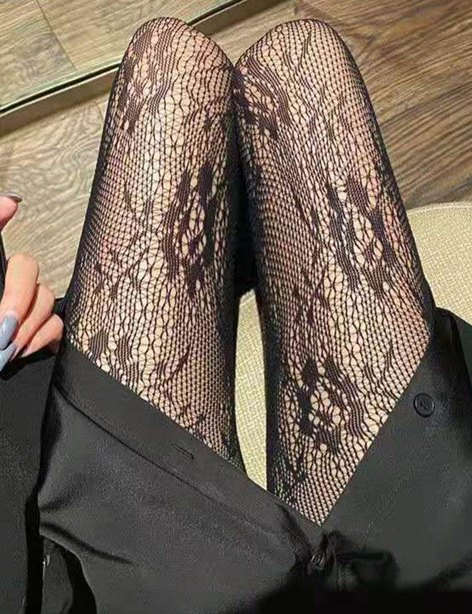 Black Sexy Floral Fishnet Pantyhose