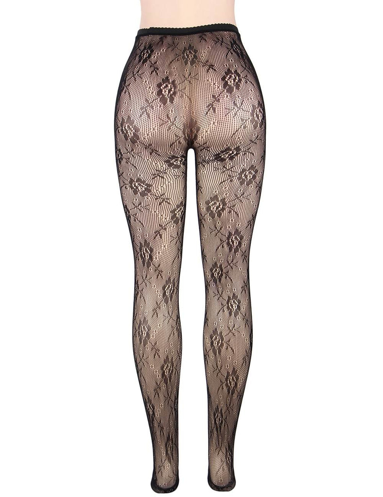 Black Sexy Floral Fishnet Pantyhose