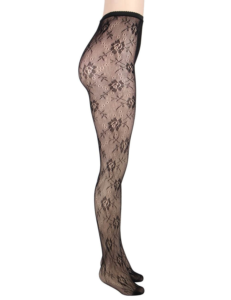 Black Sexy Floral Fishnet Pantyhose