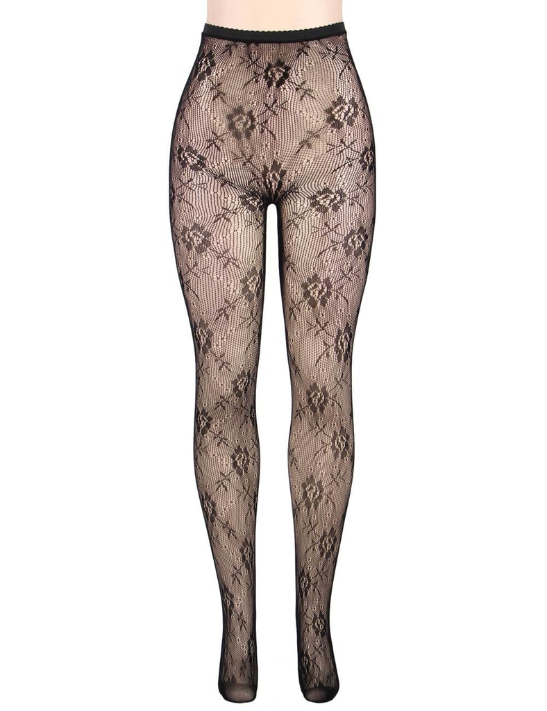 Black Sexy Floral Fishnet Pantyhose