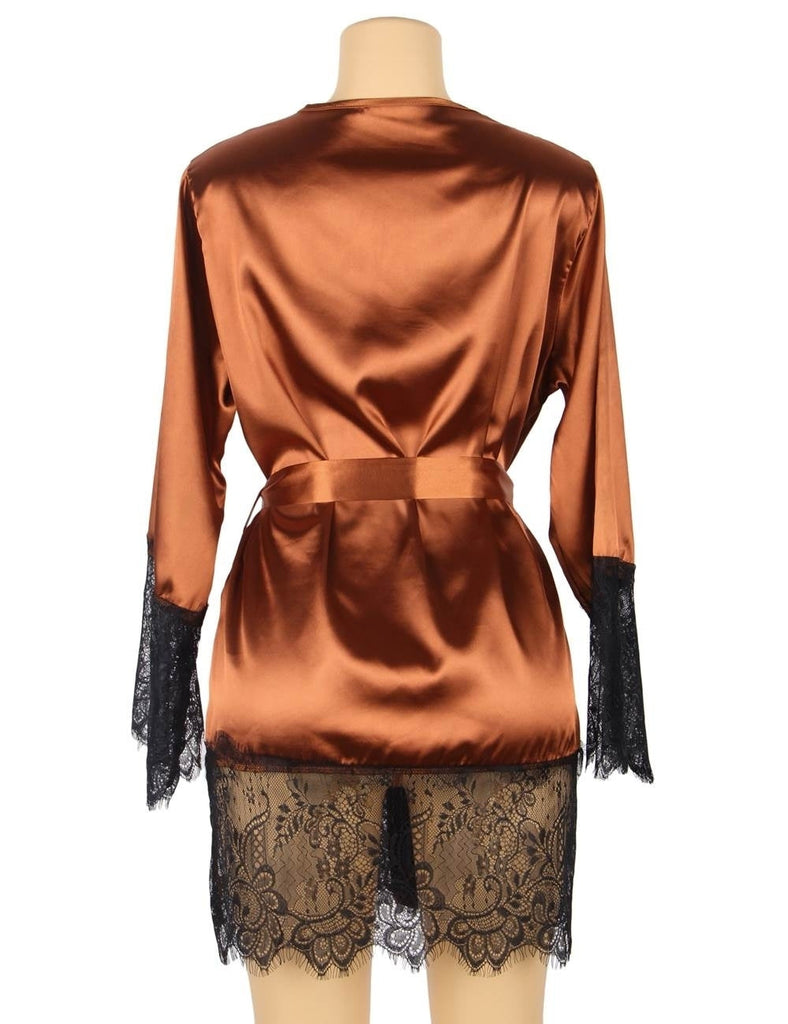 Silk Satin Lace Sexy Women Kimono Home Pajamas