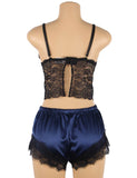 Lace Silk Camisole Home Casual Red Pajamas Set