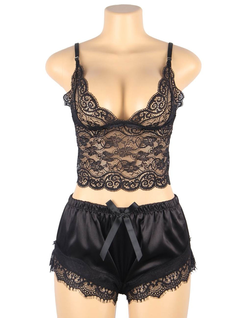 Lace Silk Camisole Home Casual Red Pajamas Set